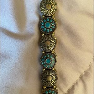Turquoise and brass bracelet